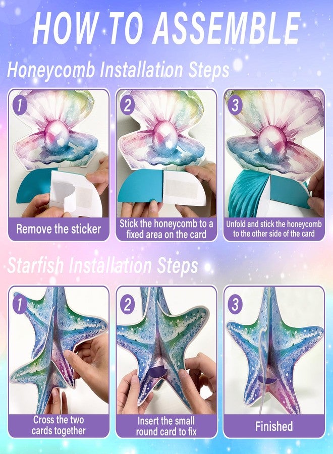 ITTEBISS 12PCS Mermaid Birthday Decorations Mermaid Birthday Honeycomb Centerpieces Mermaid Table Decorations for Under The Sea Party Decorations, Baby Shower, Ocean Theme Events, Kids Birthday Party Favors - Image 3